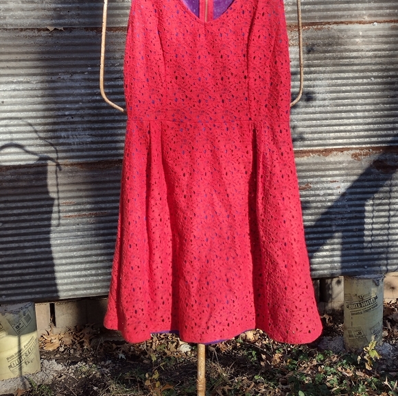 Charming Charlie size small red lace party dress purple lining! - Picture 5 of 8